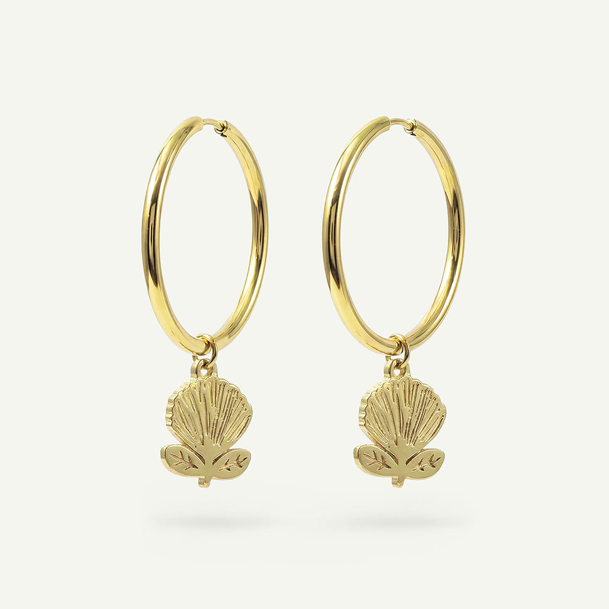 ‘Ōhi‘a Lehua Large Hoops, Gold