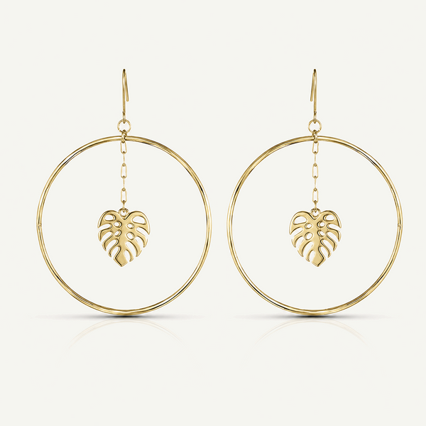Monstera Drop Hoops