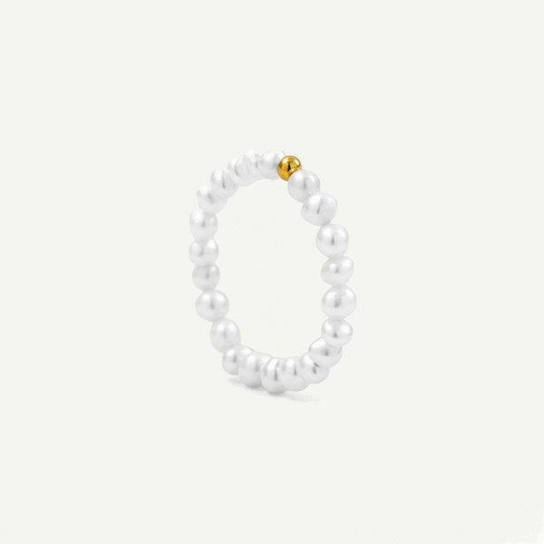 Pearl Elastic Ring Size 7, Gold