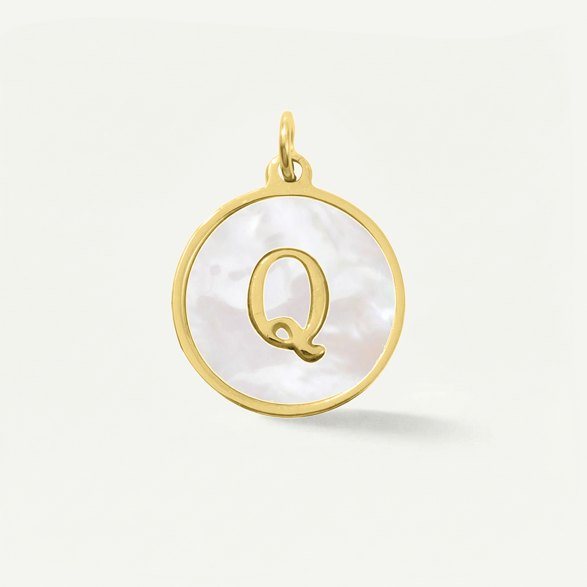 MOP Circle Monogram Letter Charm