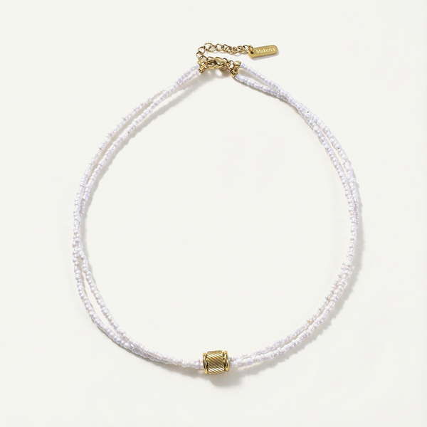 Vaea Beaded Necklace, Gold