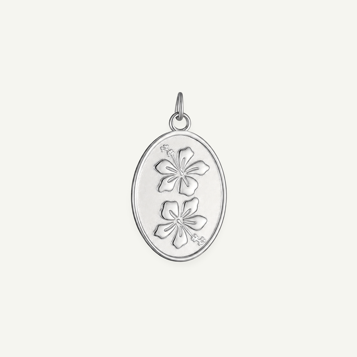 Sister Hibiscus Quilt Oval Pendant