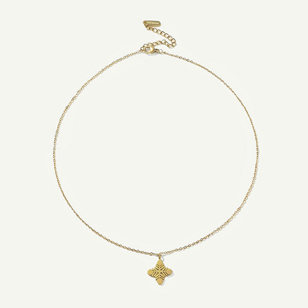 Leafy Protea Quilt Mini Necklace, Gold