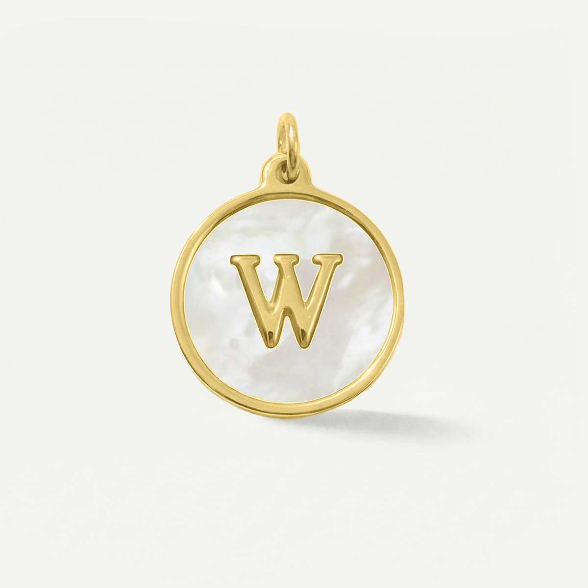 MOP Circle Monogram Letter Charm