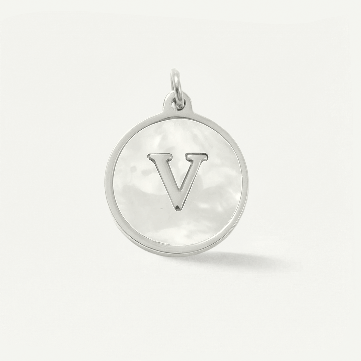MOP Circle Monogram Letter Charm