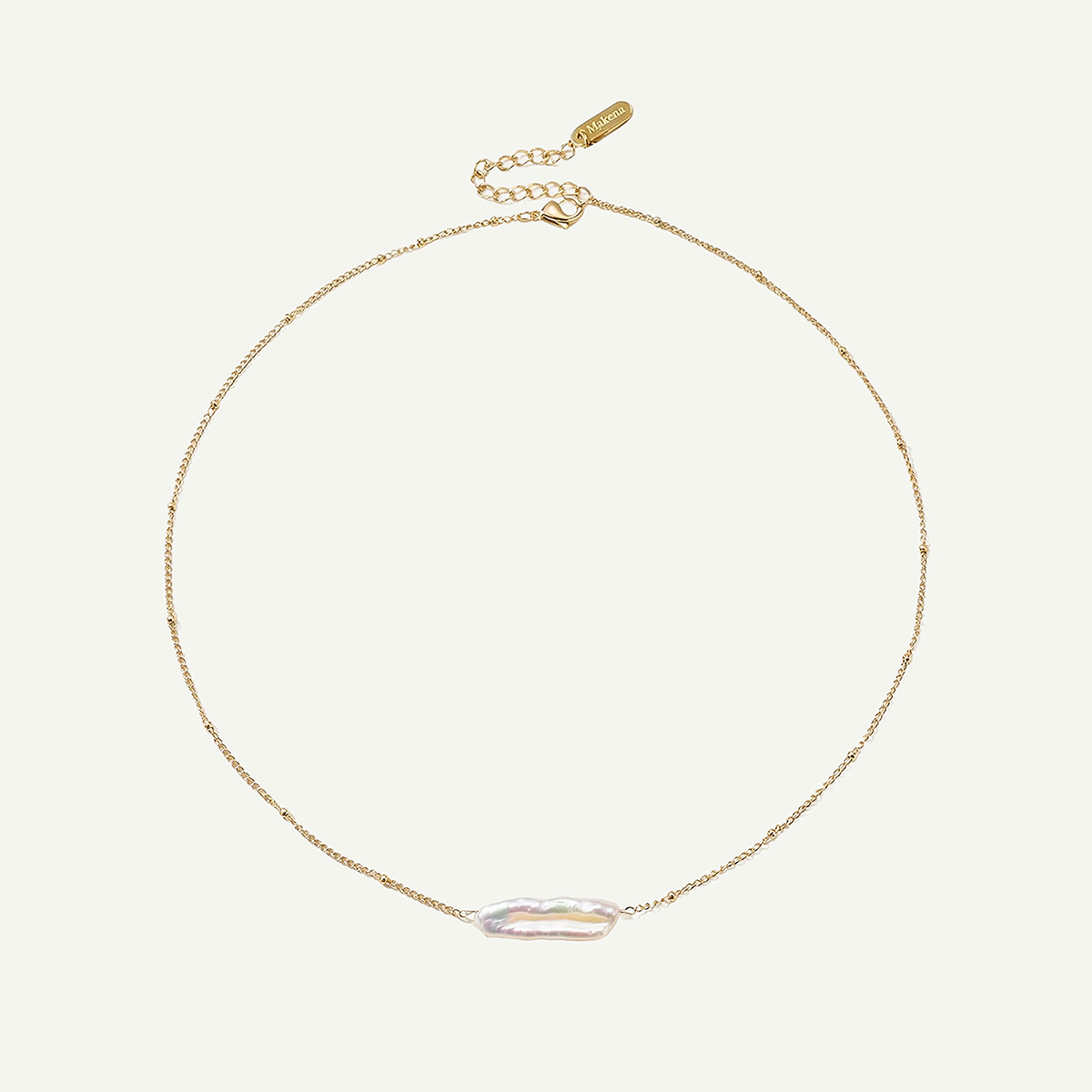 Baroque Pearl Bar Necklace, Gold