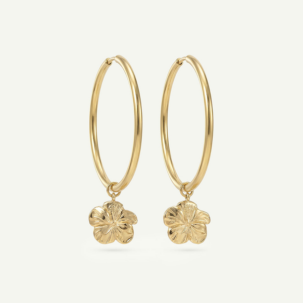 Hibiscus Large Hoops, Gold