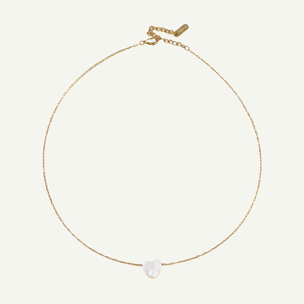 Mother of Pearl Heart Necklace, Gold