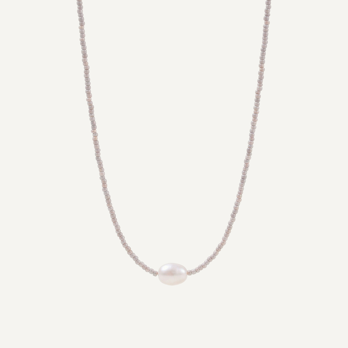 Mia Beaded Silver Pearl Necklace