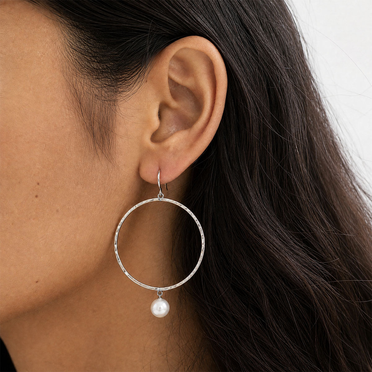 Lulu White Pearl Hoops