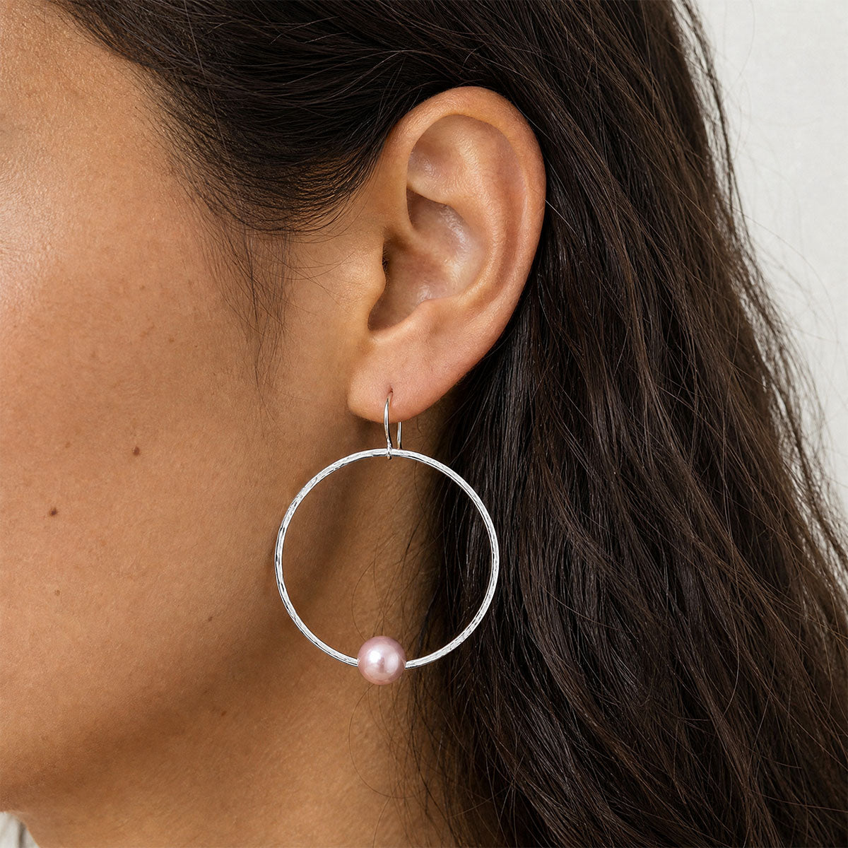 Hana Pink Pearl Hoops