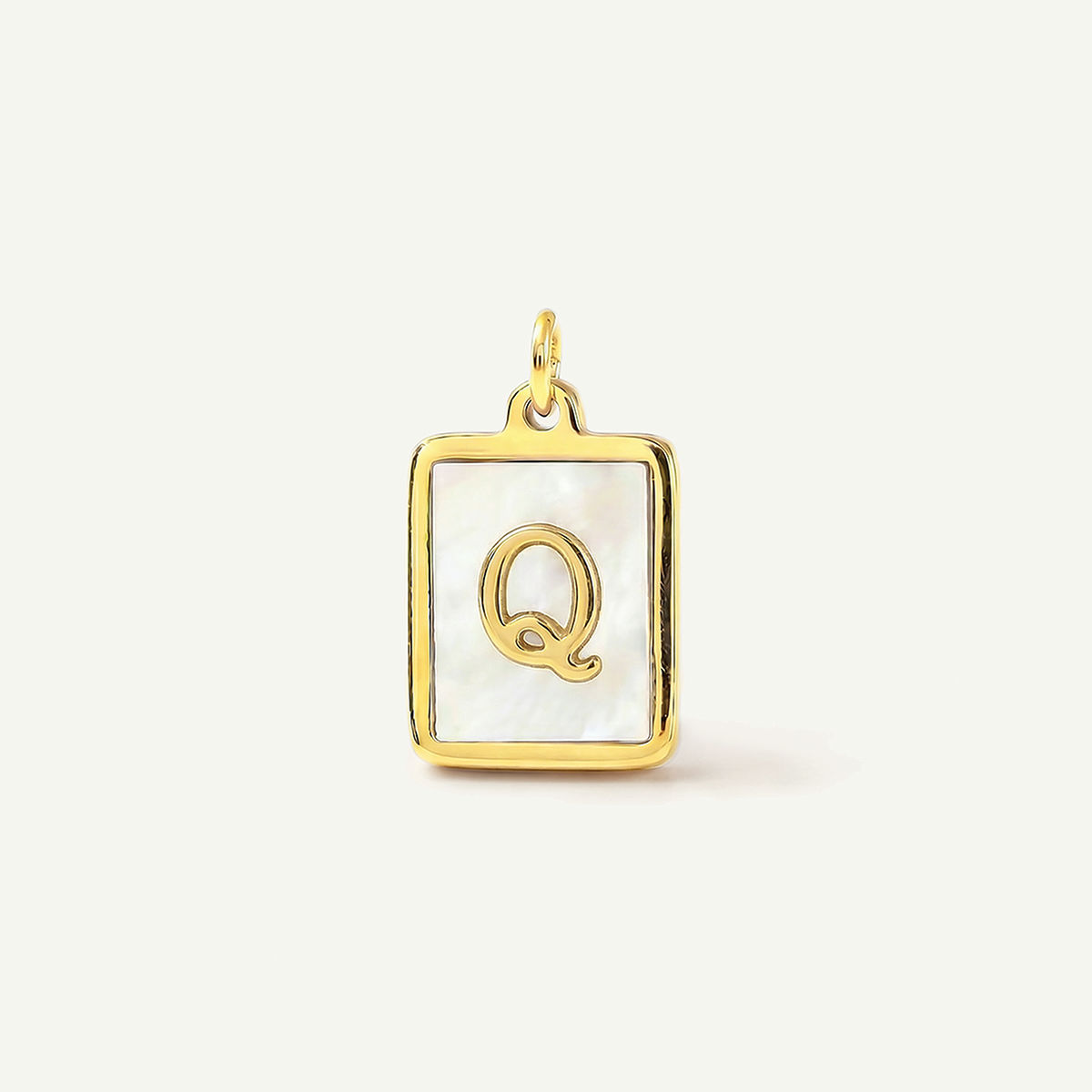 MOP Rectangle Monogram Letter Charm