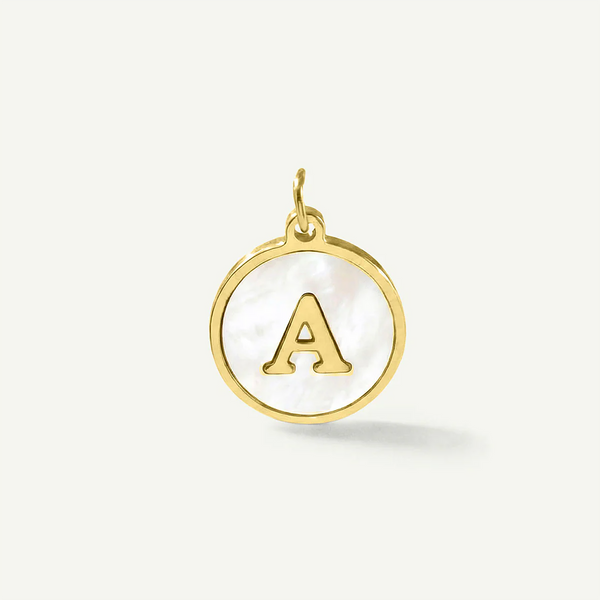 MOP Circle Monogram Letter Charm