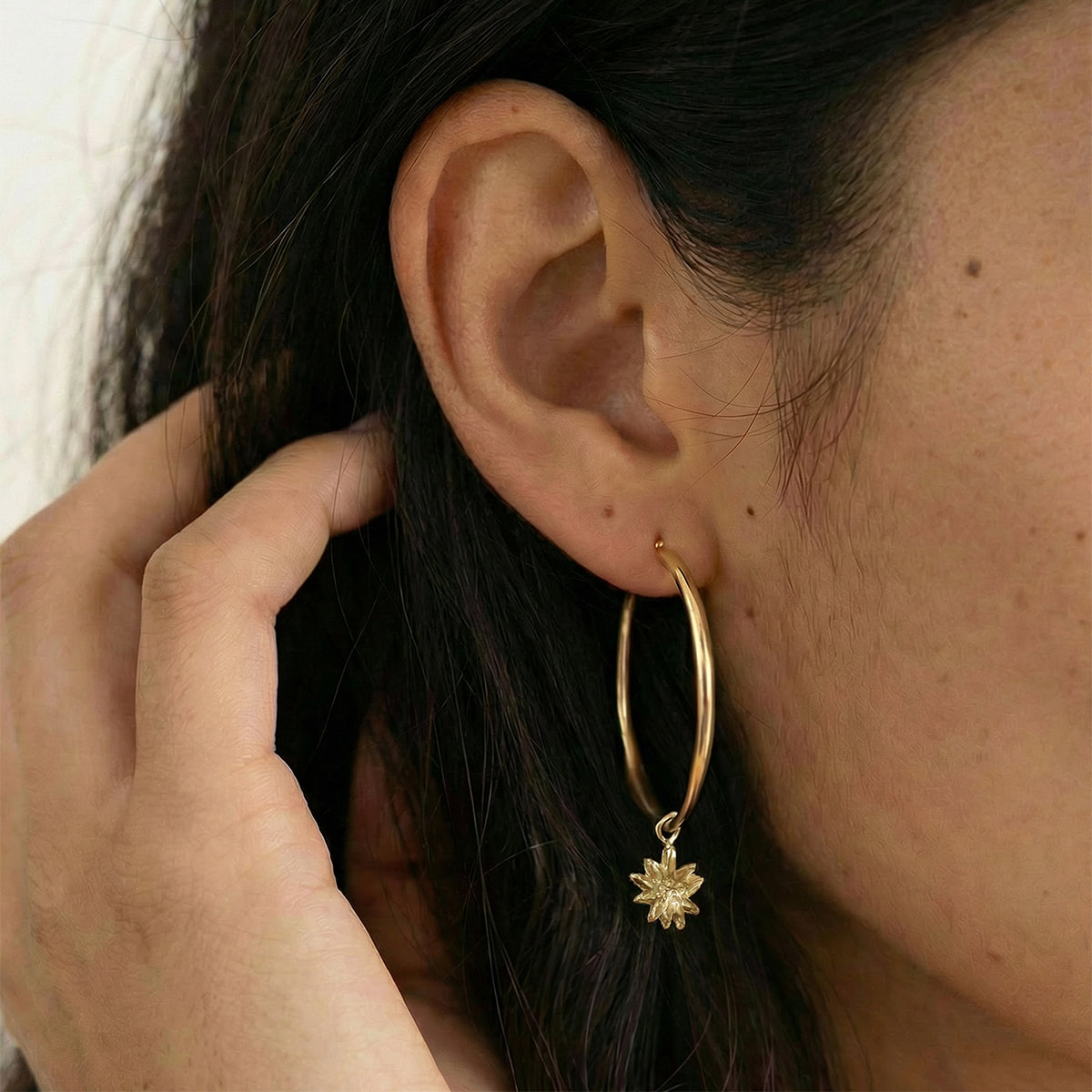 Lilikoi Mini Charm Large Hoops, Gold