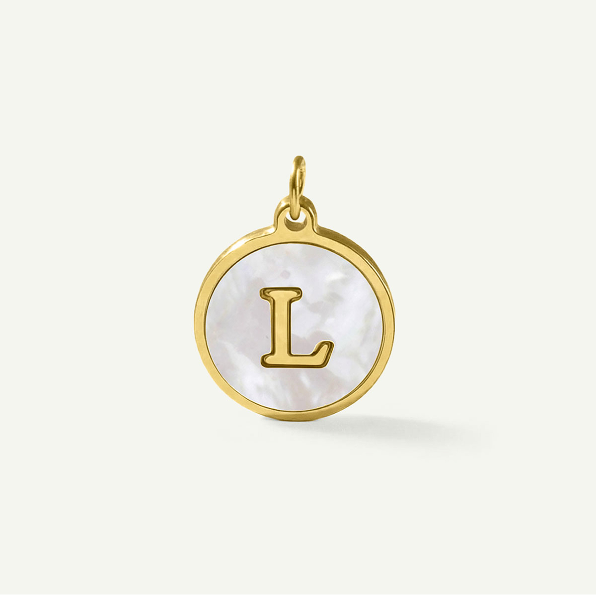 MOP Circle Monogram Letter Charm