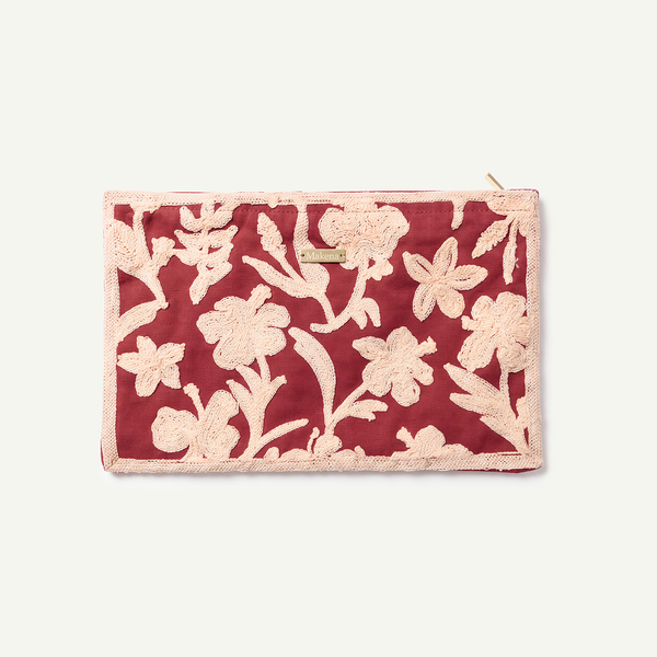 Hibiscus Garden Embroidered Large Clutch