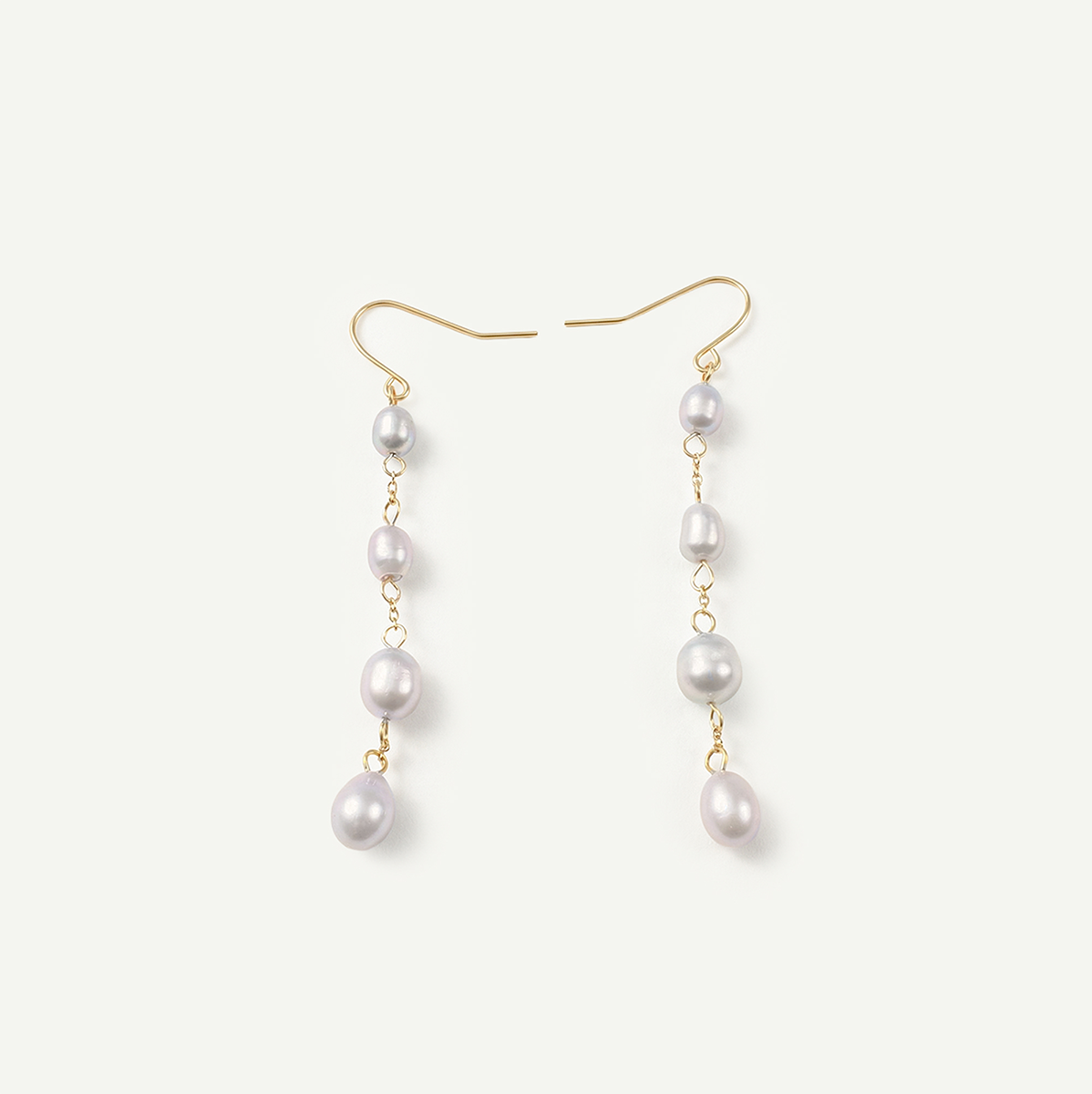 Ayla Gray Pearl Earrings, Gold