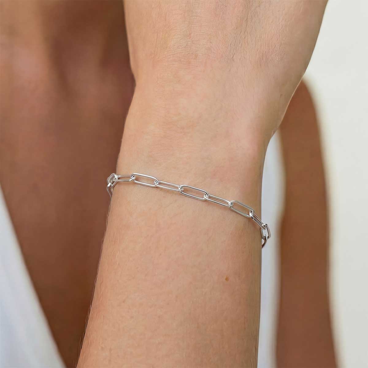 Paperclip Chain Silver Bracelet