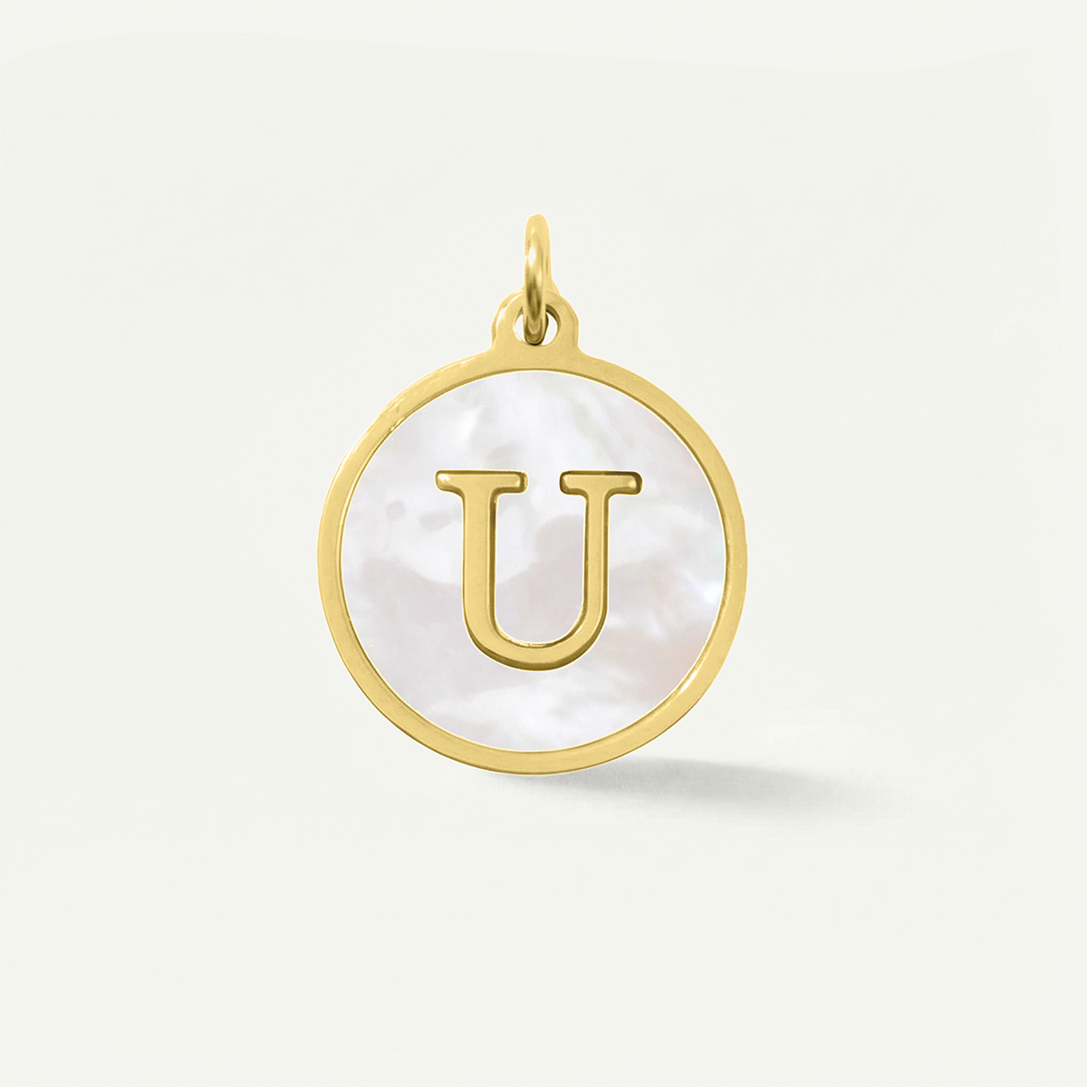 MOP Circle Monogram Letter Charm