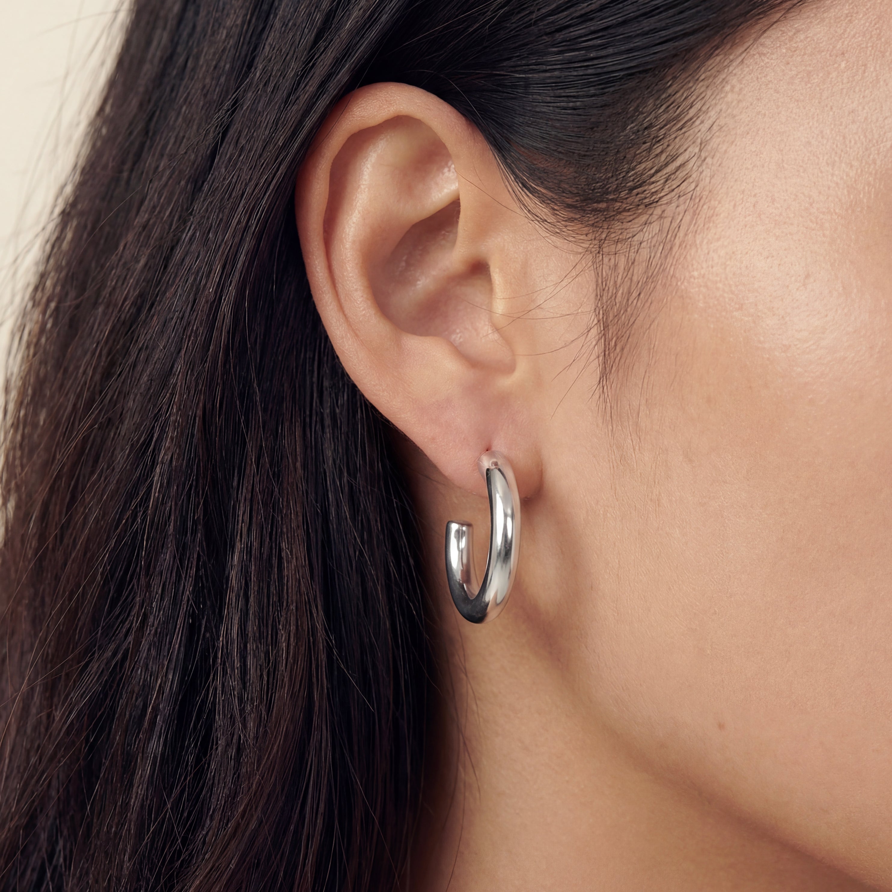 Everyday Medium Hoops, Silver