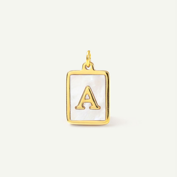 MOP Rectangle Monogram Letter Charm