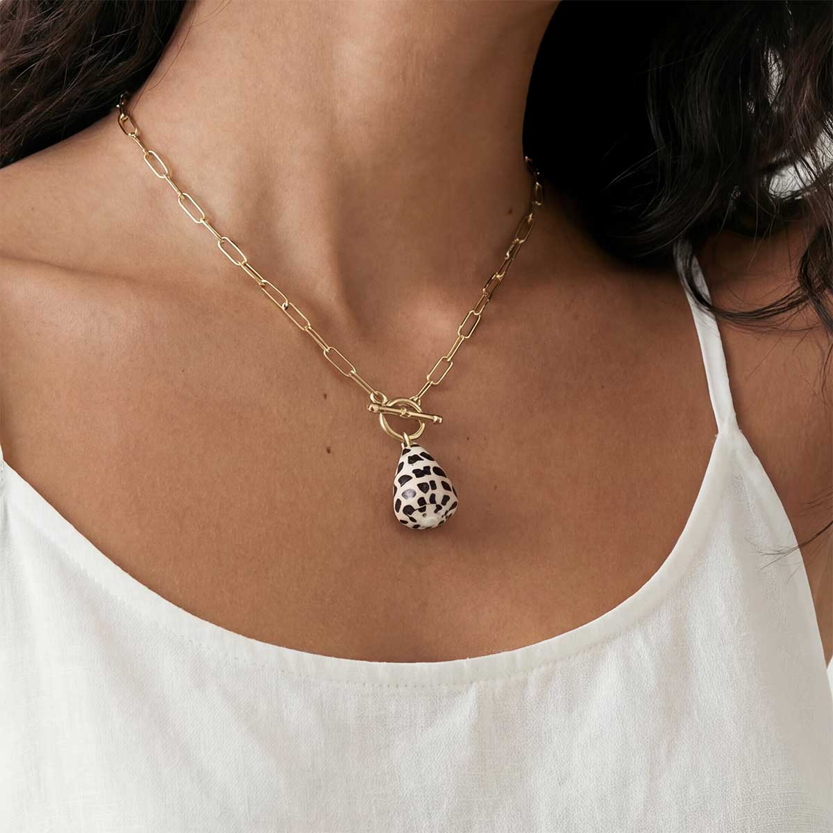 Hebrew Toggle Necklace, Gold