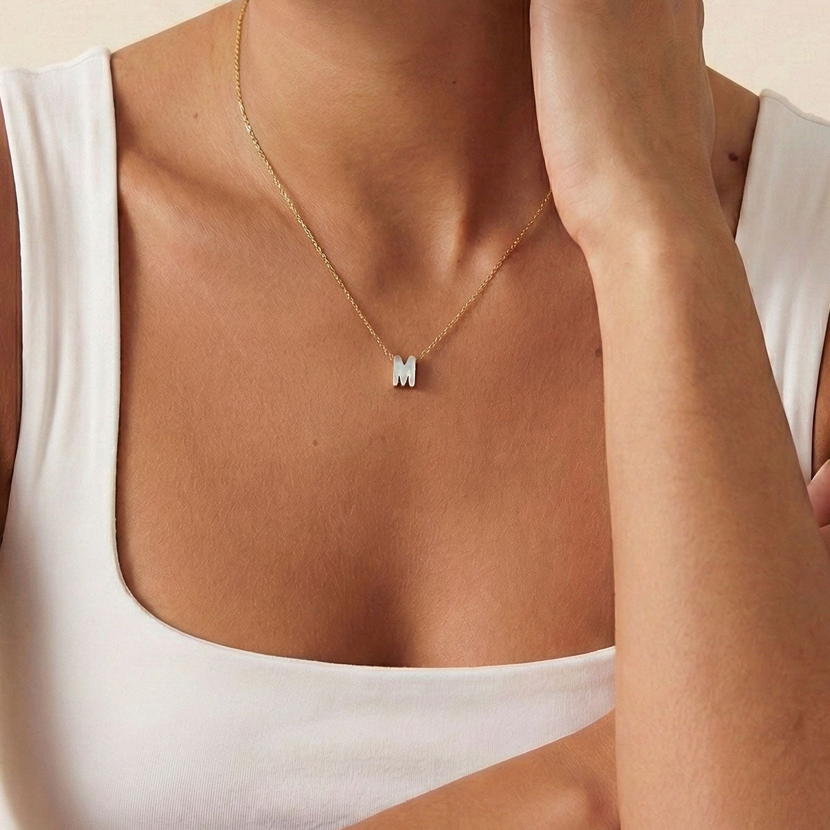 Monogram Mini Mother of Pearl Necklace