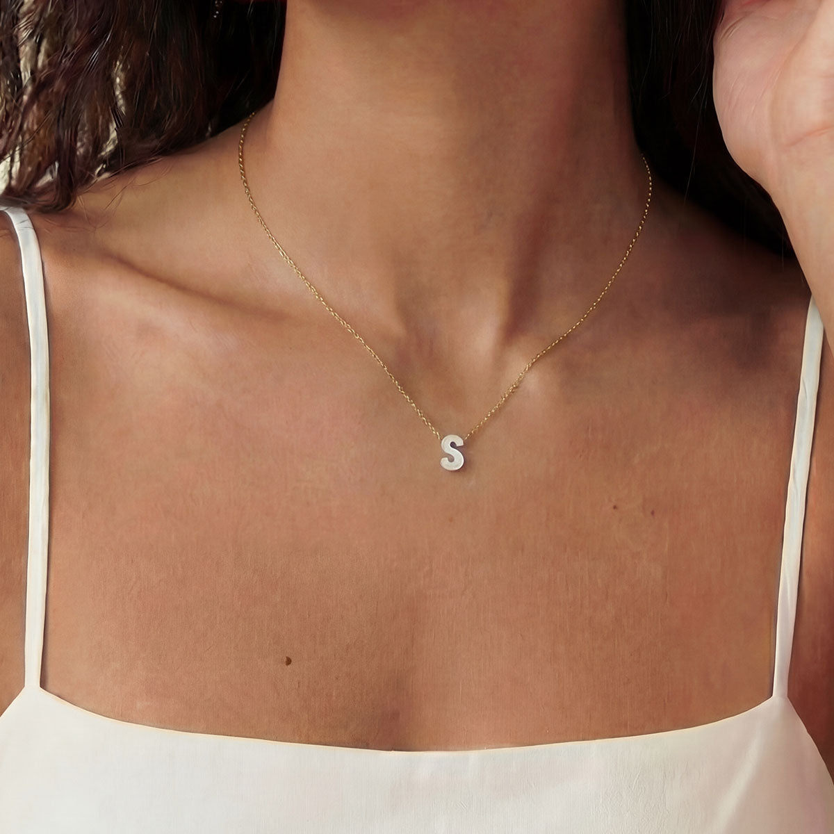 Monogram Mini Mother of Pearl Necklace