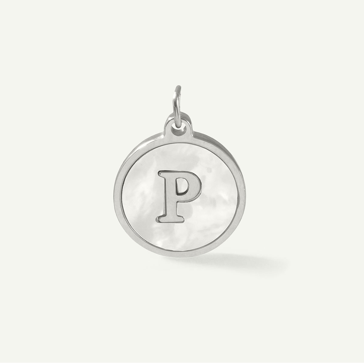 MOP Circle Monogram Letter Charm