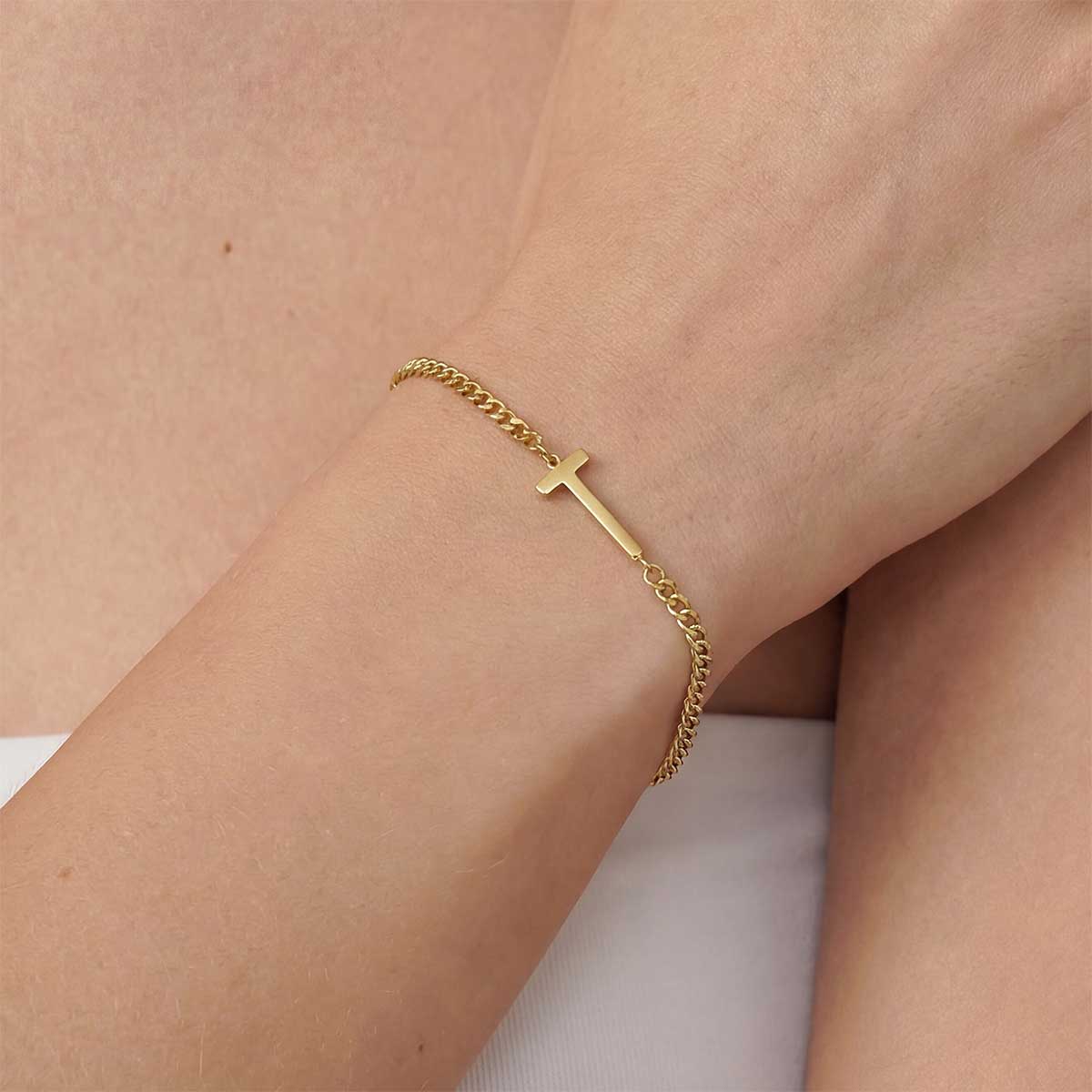 Monogramed Curb Chain Bracelet