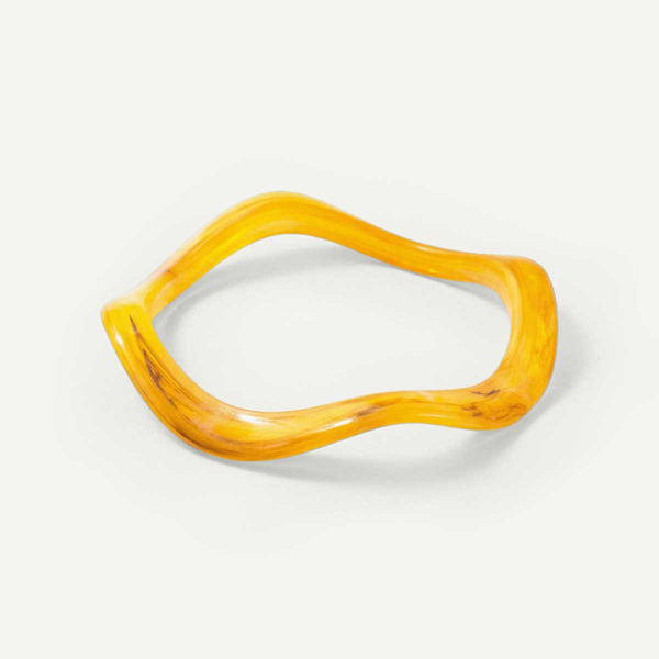 Wavey Yellow Cream Resin Bangle