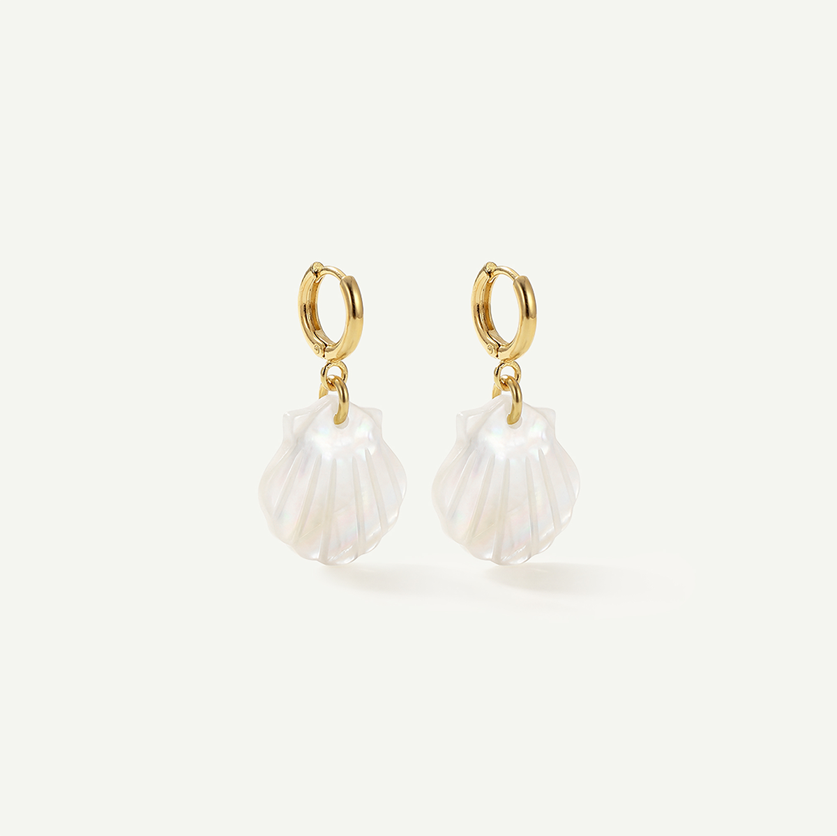 Shell Mother of Pearl Huggies, Gold
