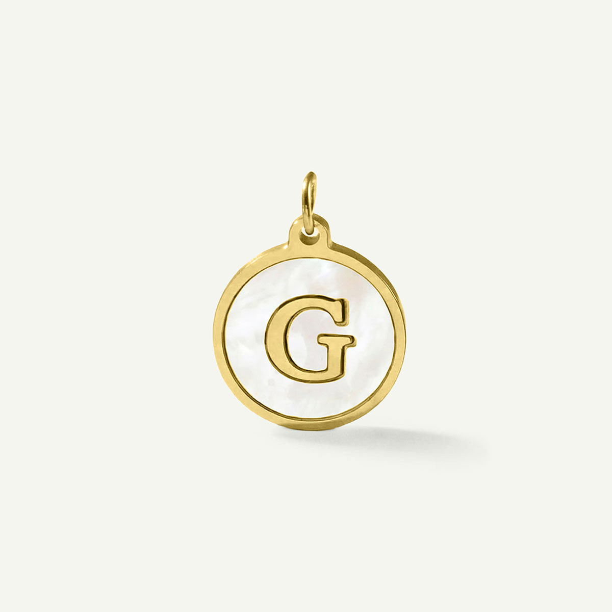 MOP Circle Monogram Letter Charm