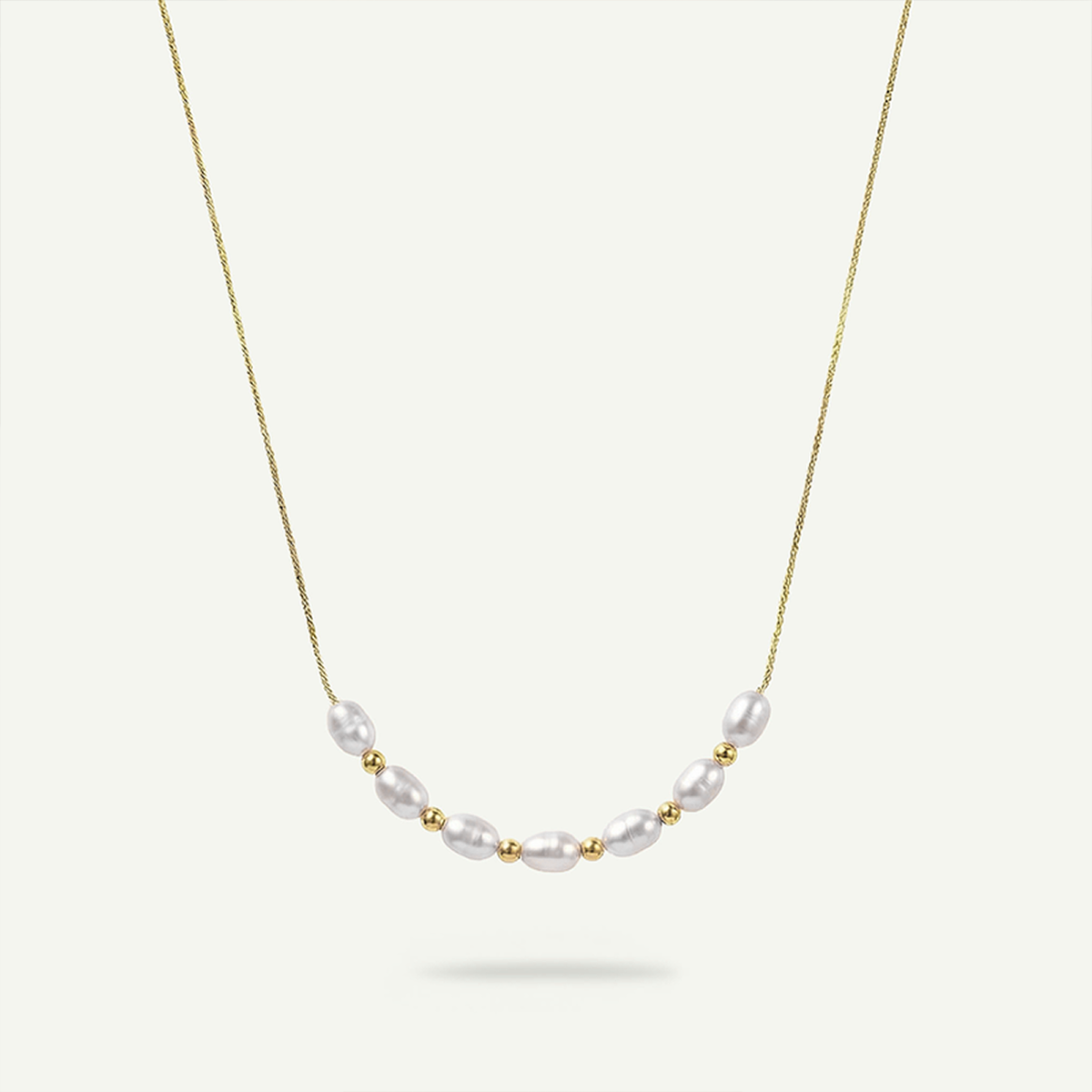 Ehiku White Pearl Necklace, Gold