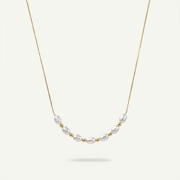 Ehiku White Pearl Necklace, Gold