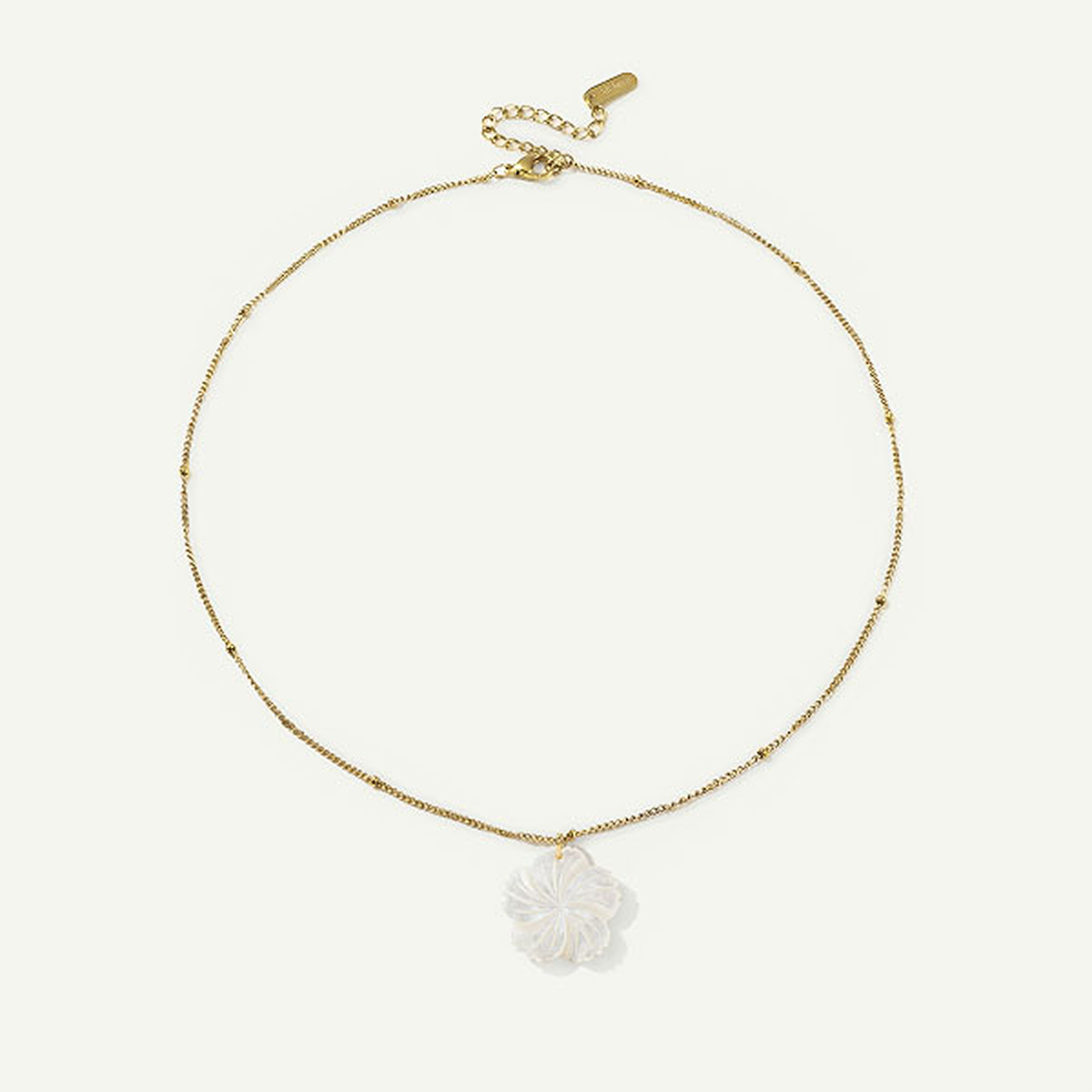 Hibiscus Mother of Pearl Necklace, Gold