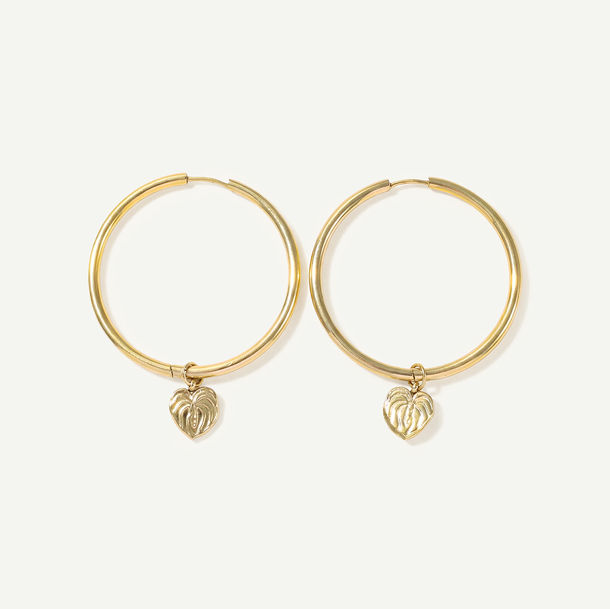 Anthurium Mini Charm Large Hoops, Gold