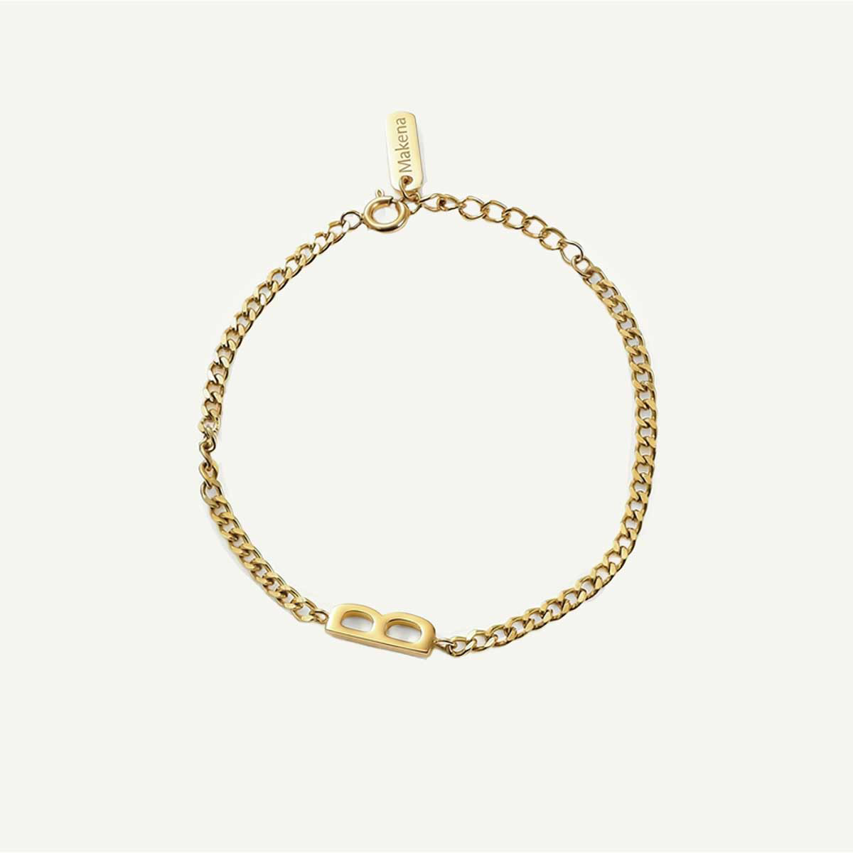 Monogramed Curb Chain Bracelet