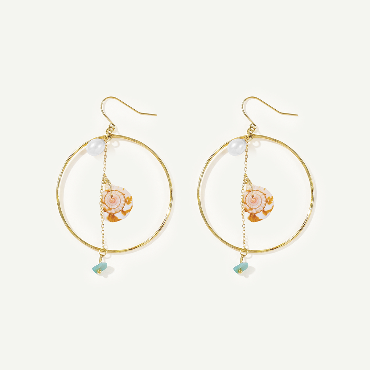Mehana Shell Hoops, Gold