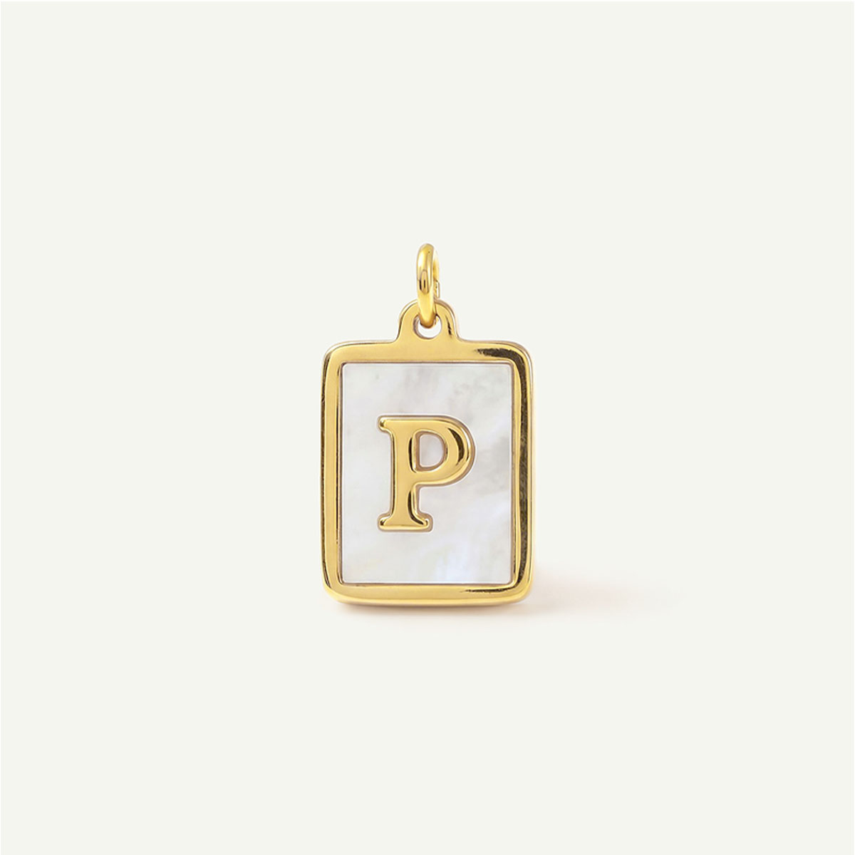 MOP Rectangle Monogram Letter Charm