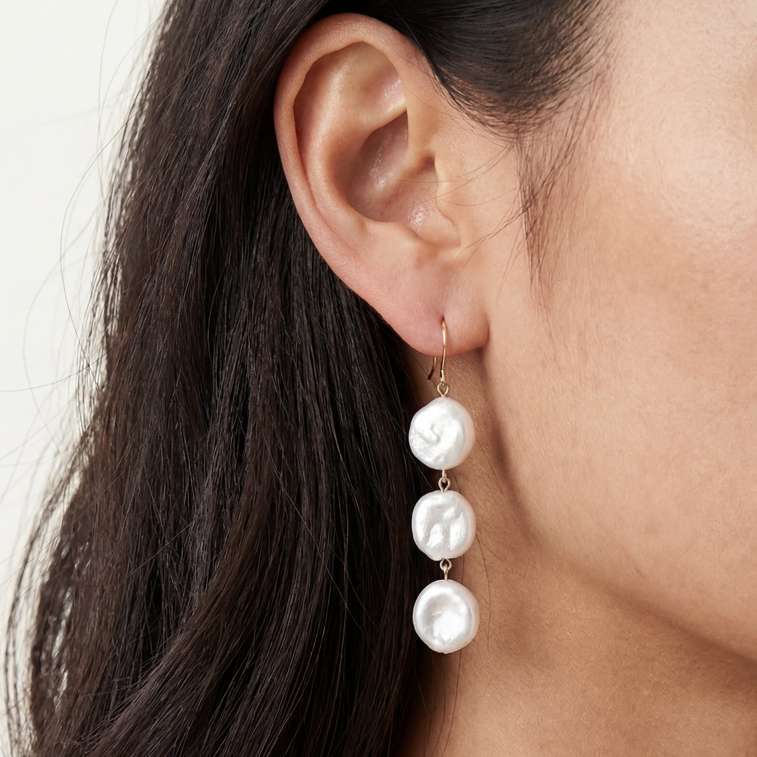 Leila Pearl Earrings, Gold