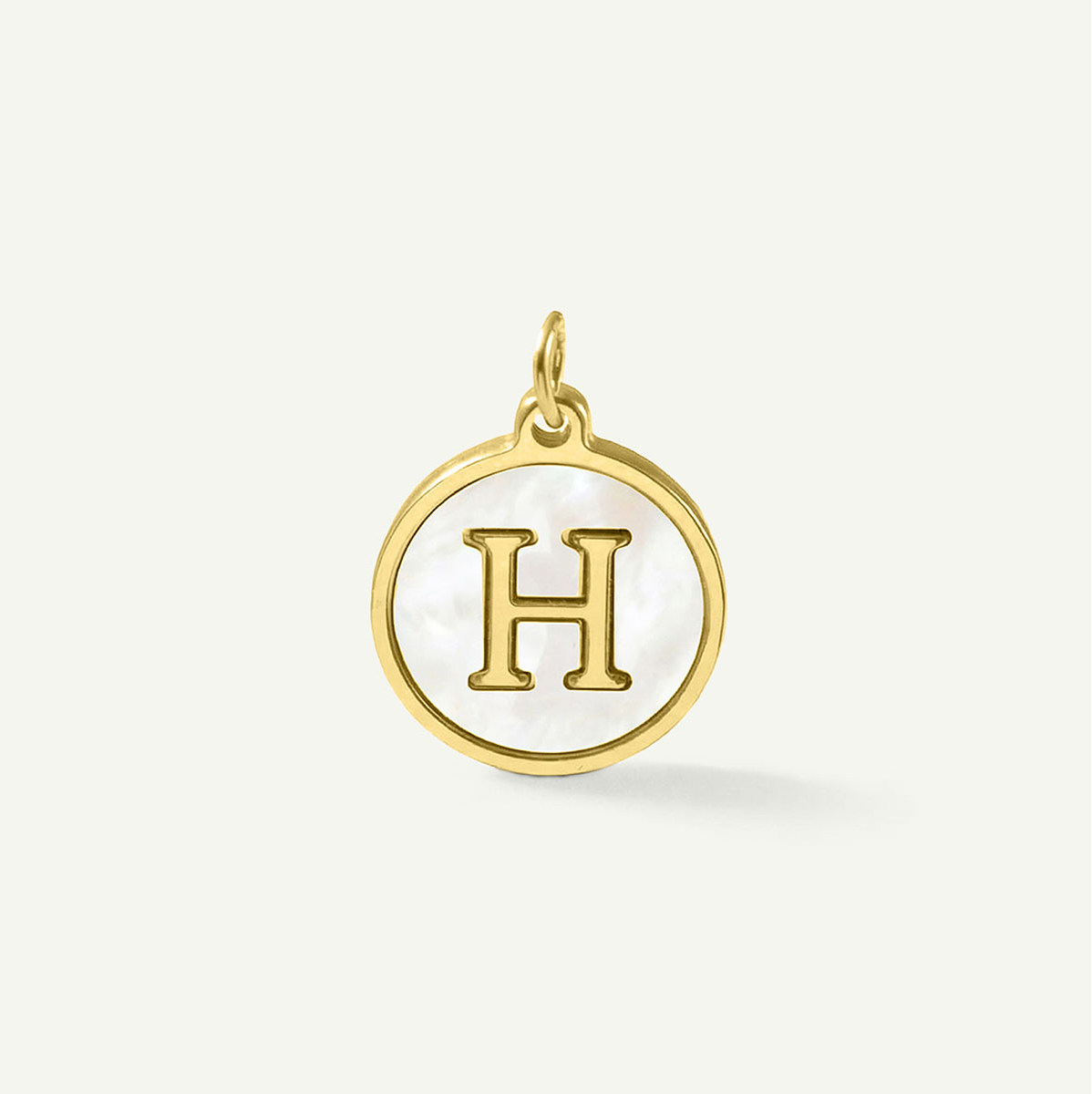 MOP Circle Monogram Letter Charm