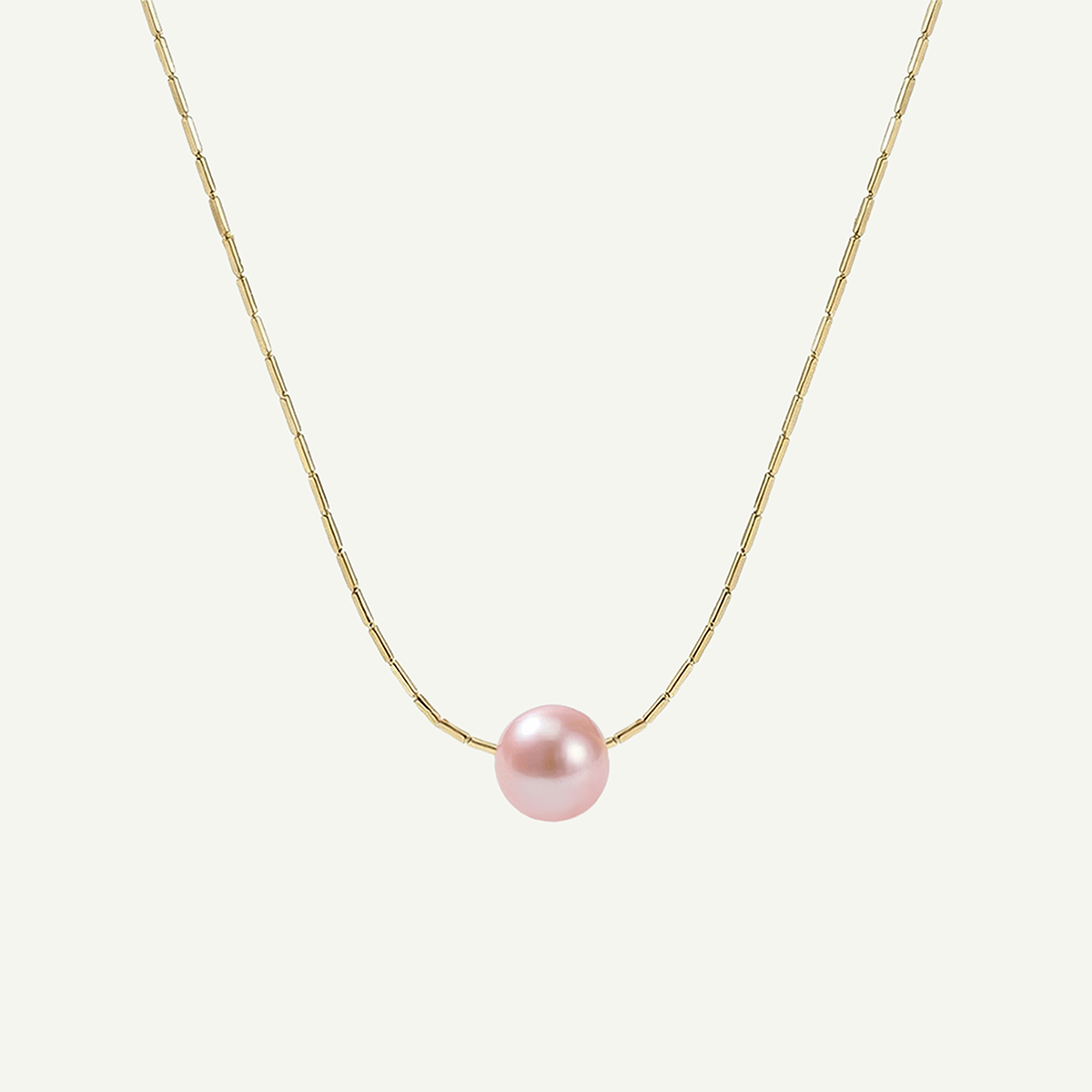 Pink Pearl Necklace, Gold