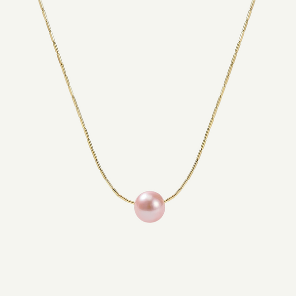 Pink Pearl Necklace, Gold