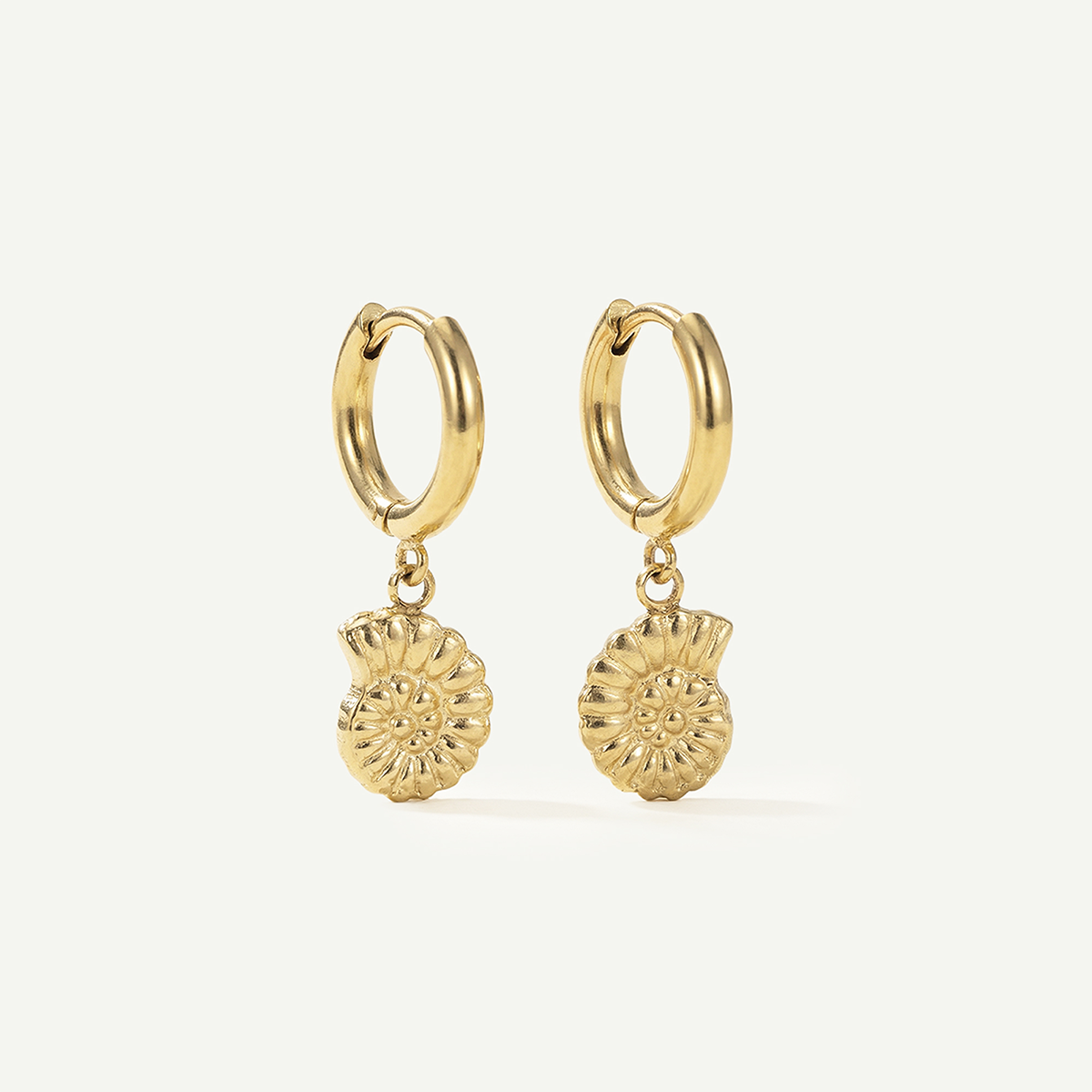 Swirl Shell Huggies, Gold