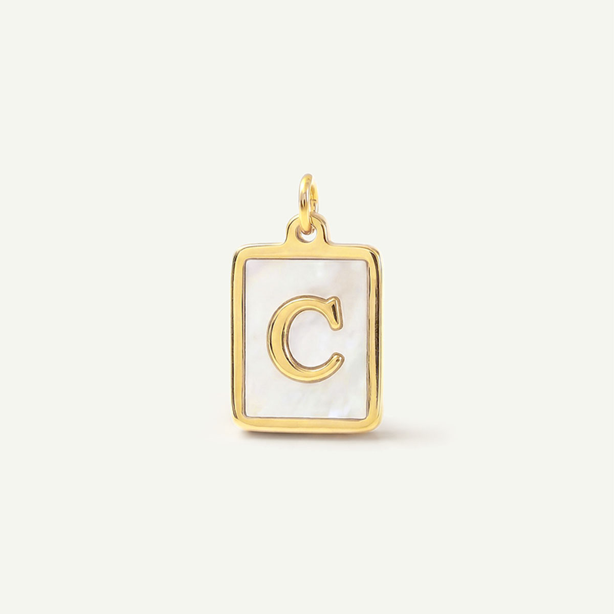 MOP Rectangle Monogram Letter Charm