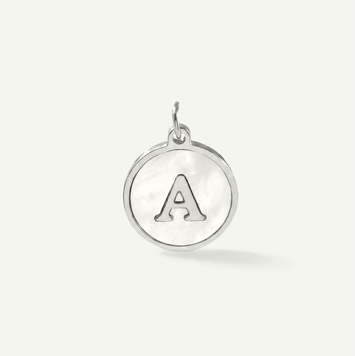 MOP Circle Monogram Letter Charm