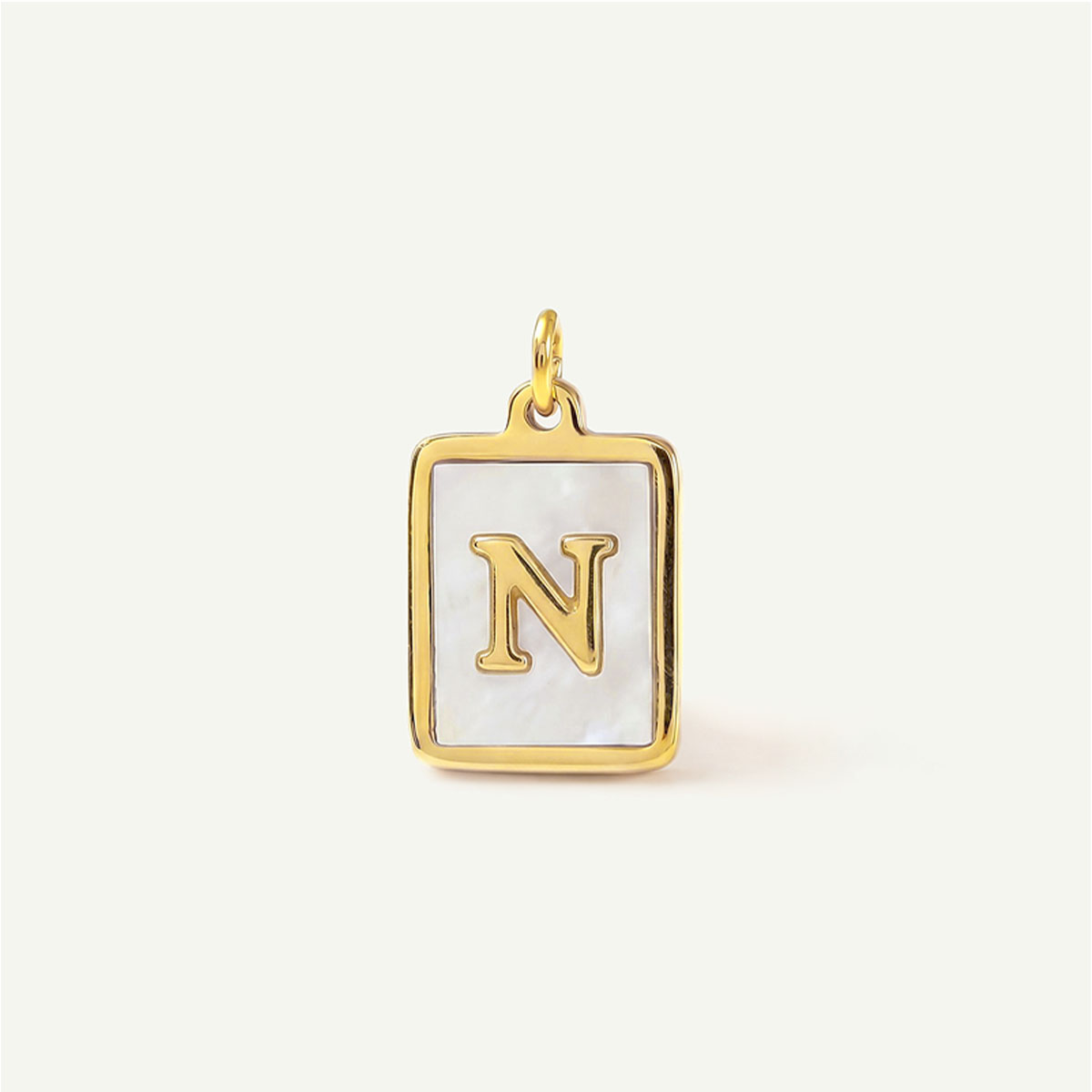 MOP Rectangle Monogram Letter Charm