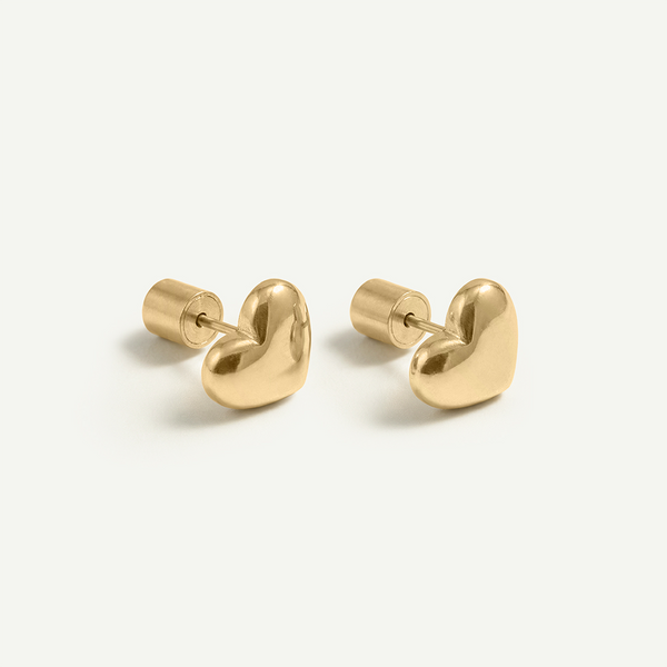 Heart Studs, Gold