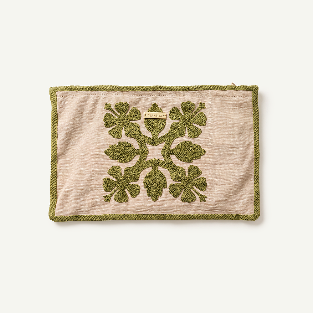 Emma Hibiscus Quilt Embroidered Large Clutch